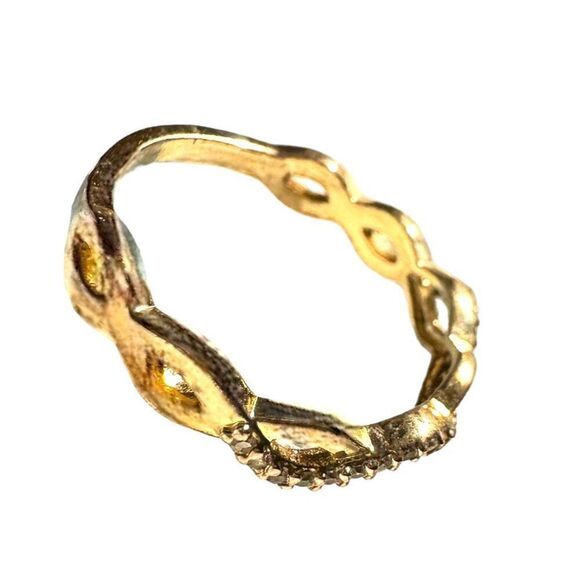 10k Yellow Gold & Genuine Diamond Eternity Infinity Band Ring TESTED Size 6 - Picture 6 of 8